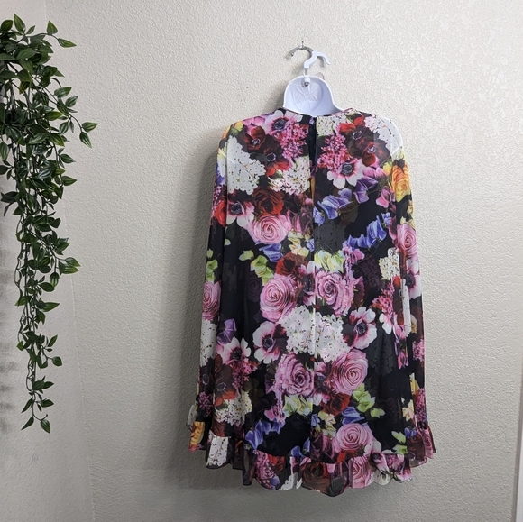 NWT Mac Duggal Ieena Floral Ruffle-Embellished Minidress Chiffon Cape Formal 2 - Picture 3 of 13